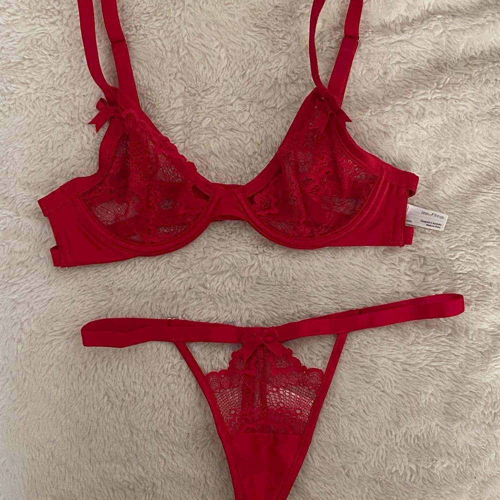 Red Lace Bra and Panty Set